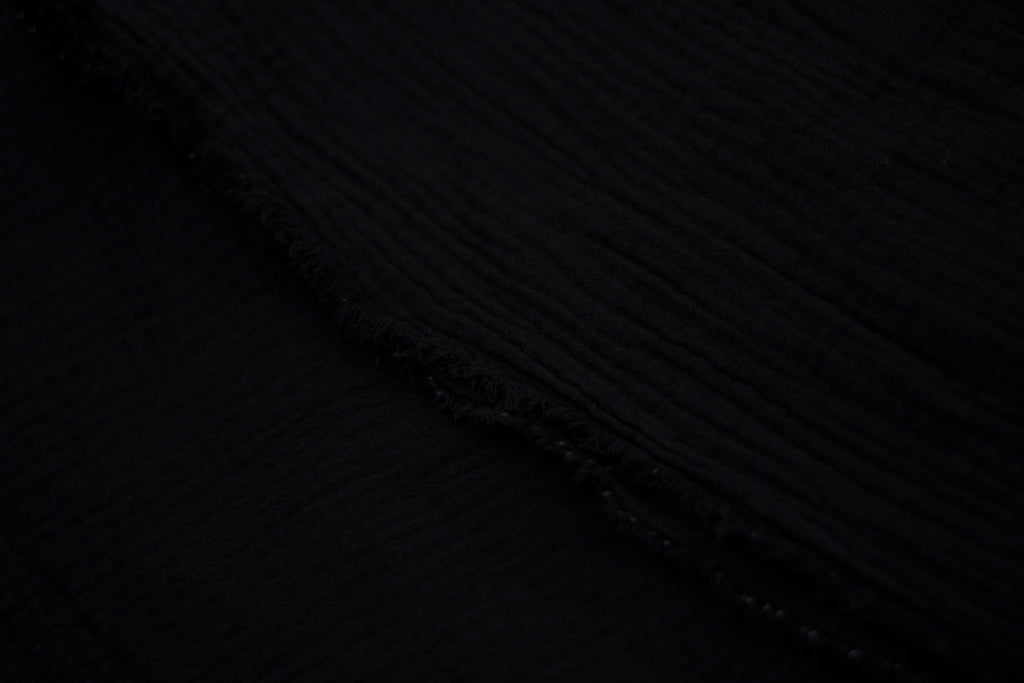 Tissu Double Gaze de Coton Uni Noir