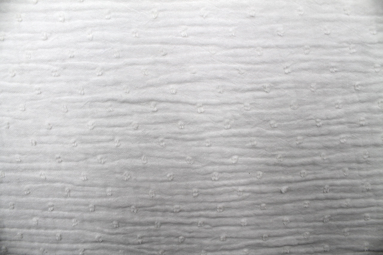 Tissu Double Gaze de Coton Plumetis Uni Blanc cassé
