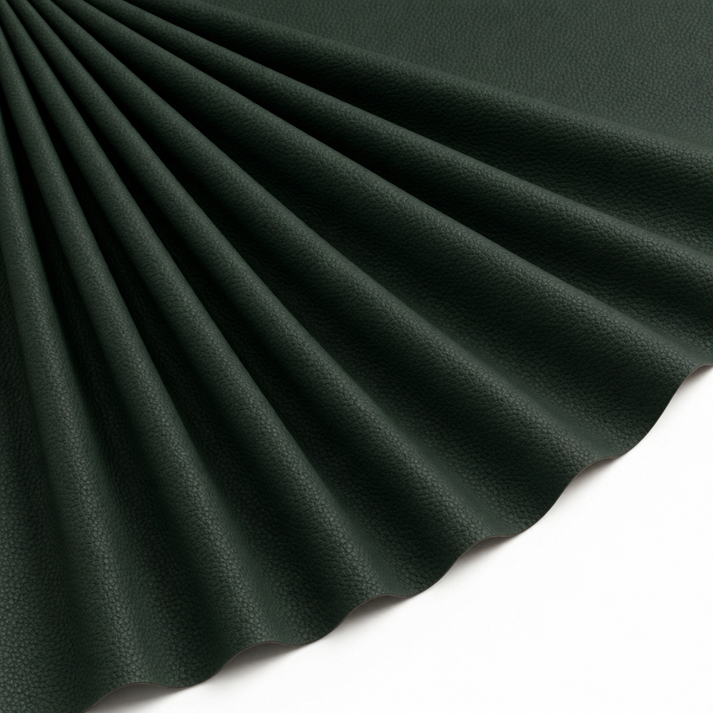 Tissu Simili Cuir Skaï Uni Vert foncé