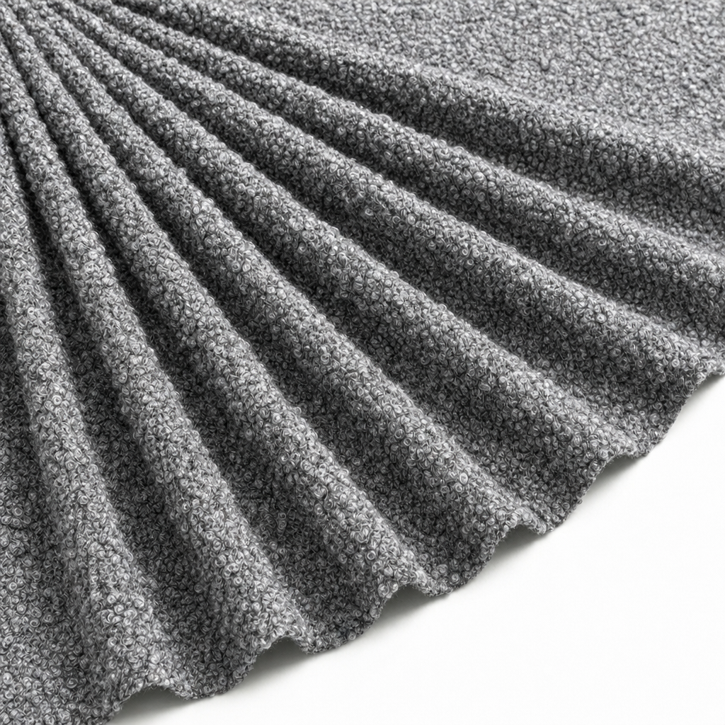 Tissu Bouclette Lainage Chiné Gris