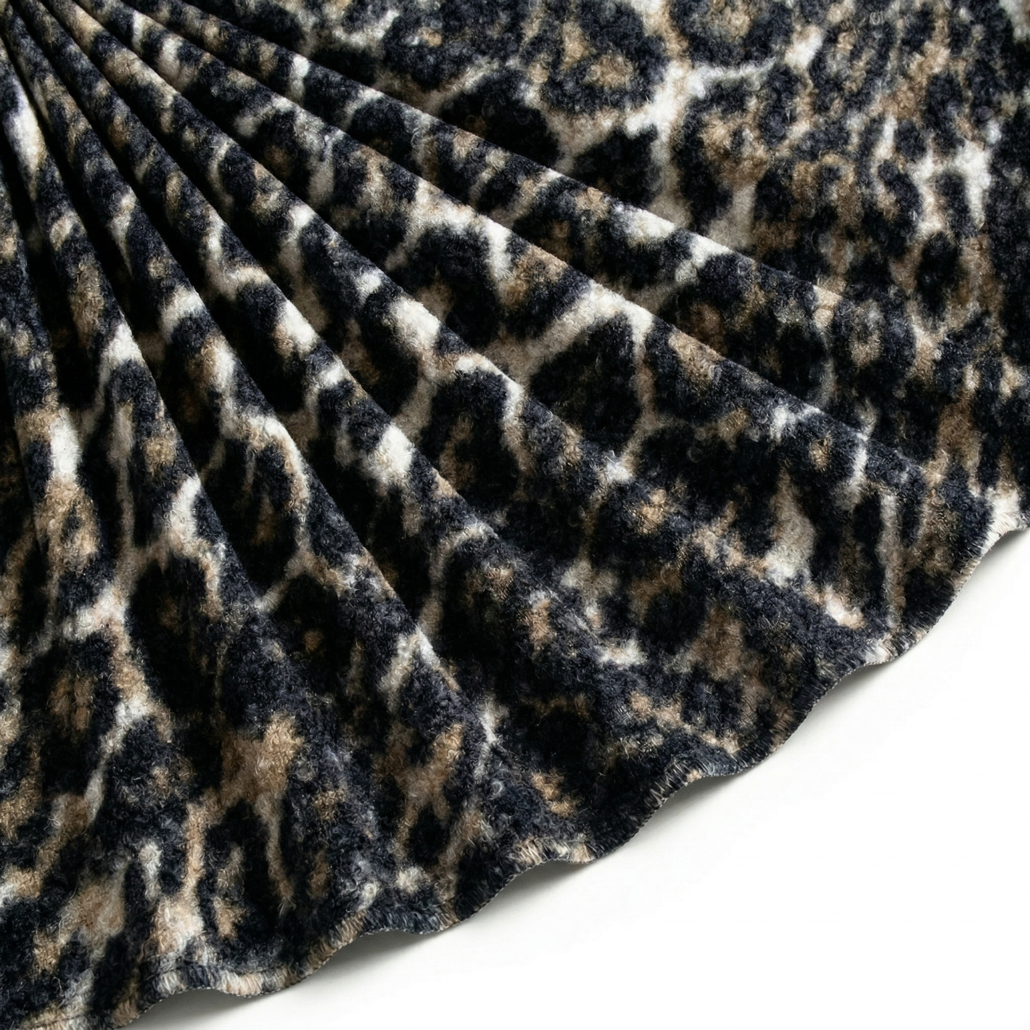 Tissu Bouclette Lainage Imprimée Léopard