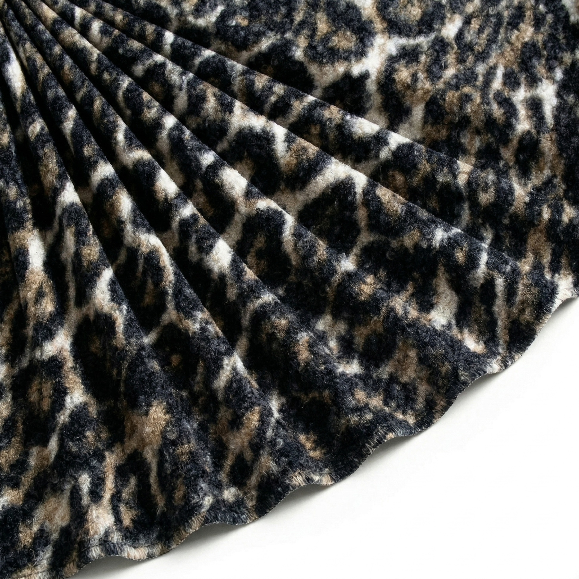 Tissu Bouclette Lainage Imprimée Léopard