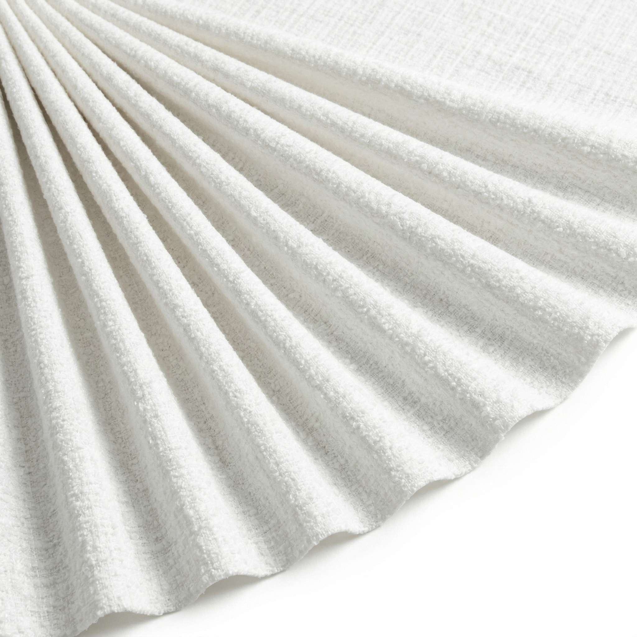 Tissu Bouclette Lainage Unie Blanc cassé