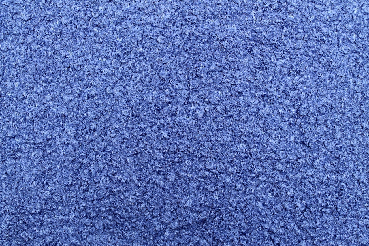 Tissu Bouclette Lainage Unie Bleu Roi