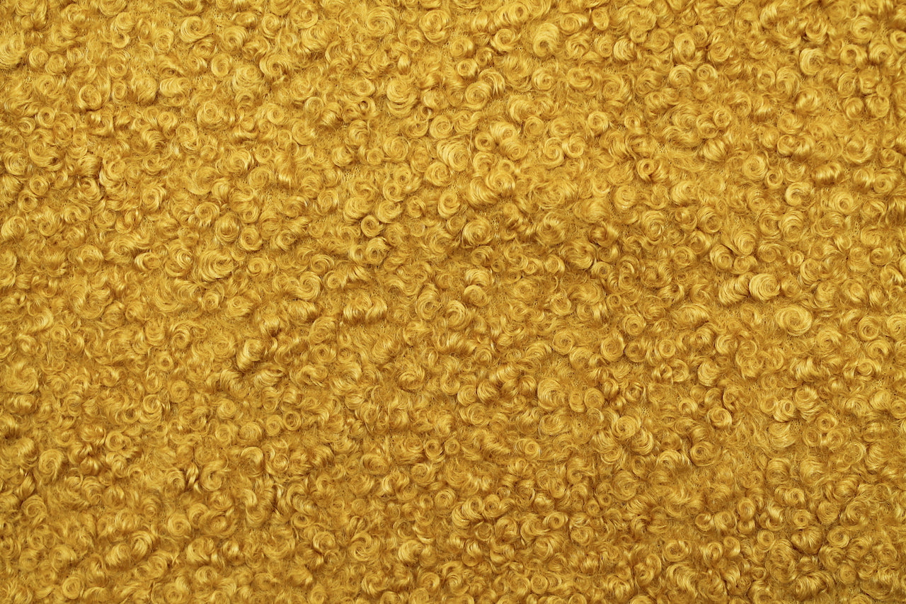 Tissu Bouclette Lainage Unie Jaune Safran