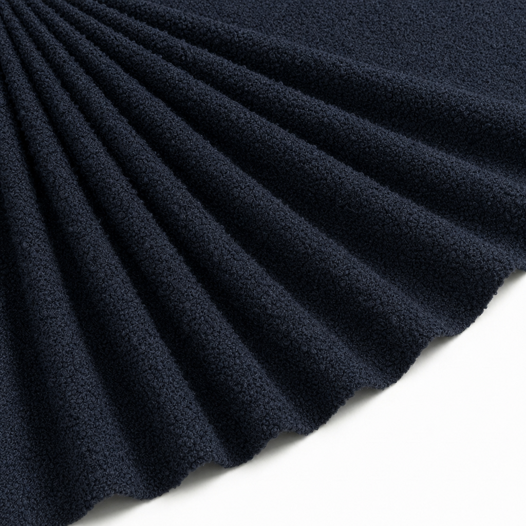 Tissu Bouclette Lainage Unie Marine
