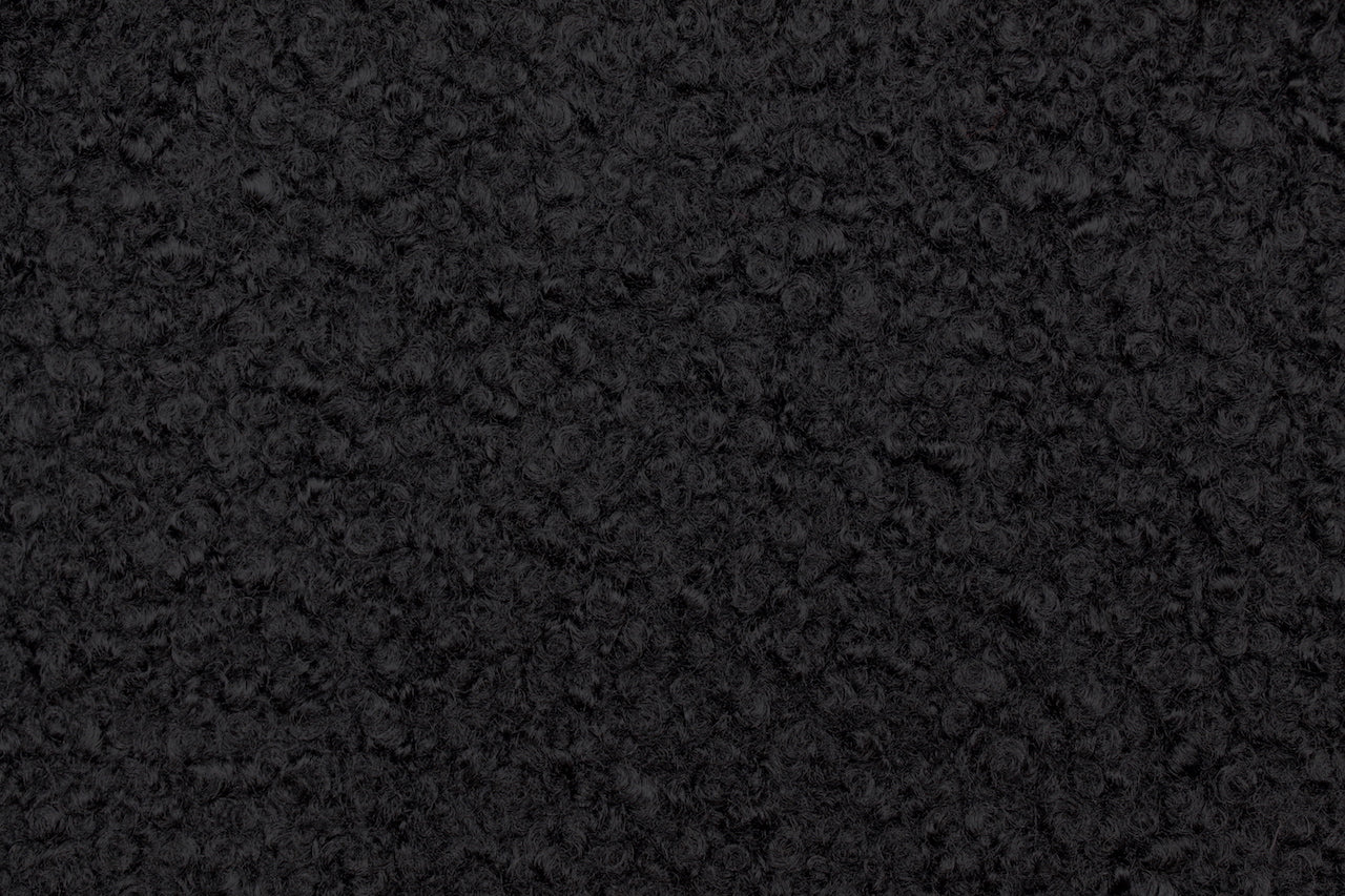 Tissu Bouclette Lainage Unie Noir