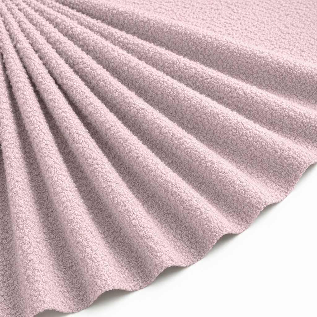 Tissu Bouclette Lainage Unie Rose poudre