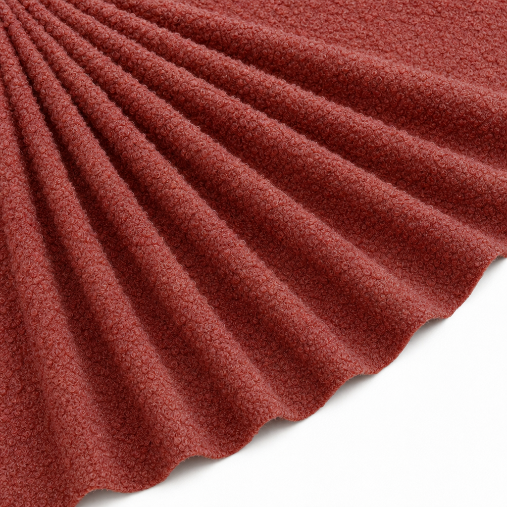 Tissu Bouclette Lainage Unie Terracotta