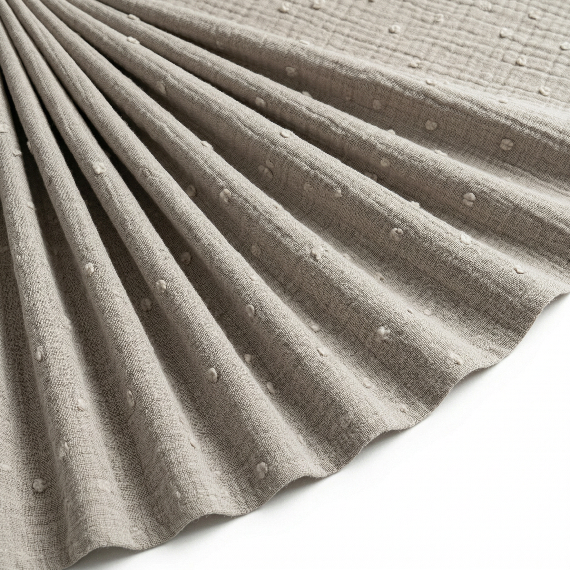 Tissu Double Gaze de Coton Plumetis Uni Beige