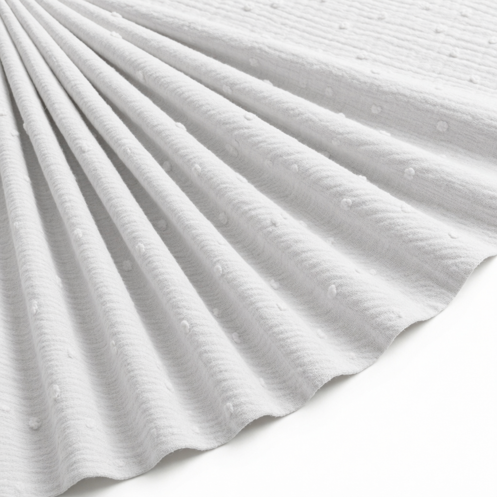 Tissu Double Gaze de Coton Plumetis Uni Blanc