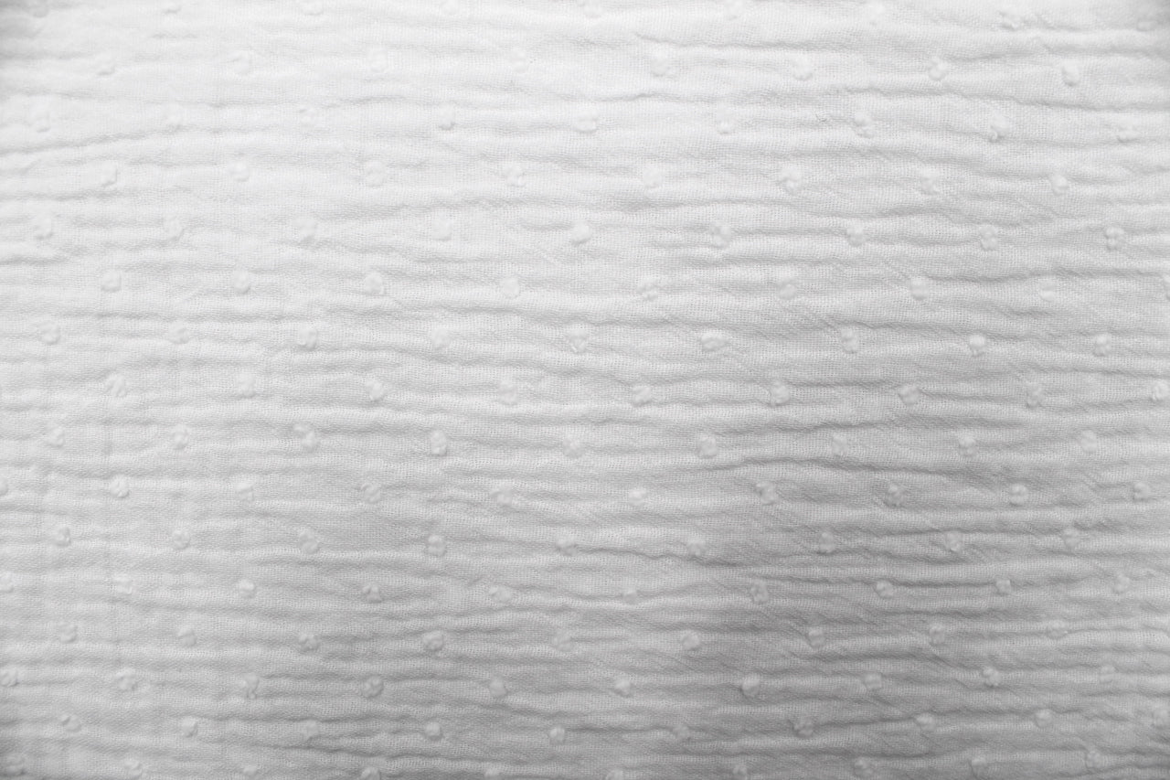 Tissu Double Gaze de Coton Plumetis Uni Blanc