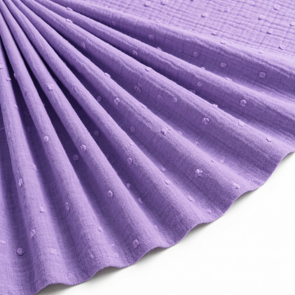 Tissu Double Gaze de Coton Plumetis Uni Lilas