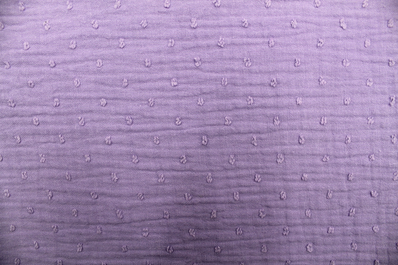 Tissu Double Gaze de Coton Plumetis Uni Lilas