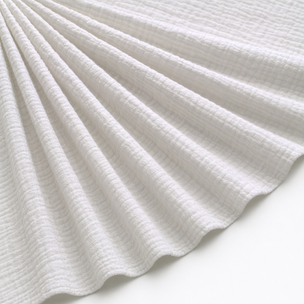 Tissu Double Gaze de Coton Uni Blanc cassé