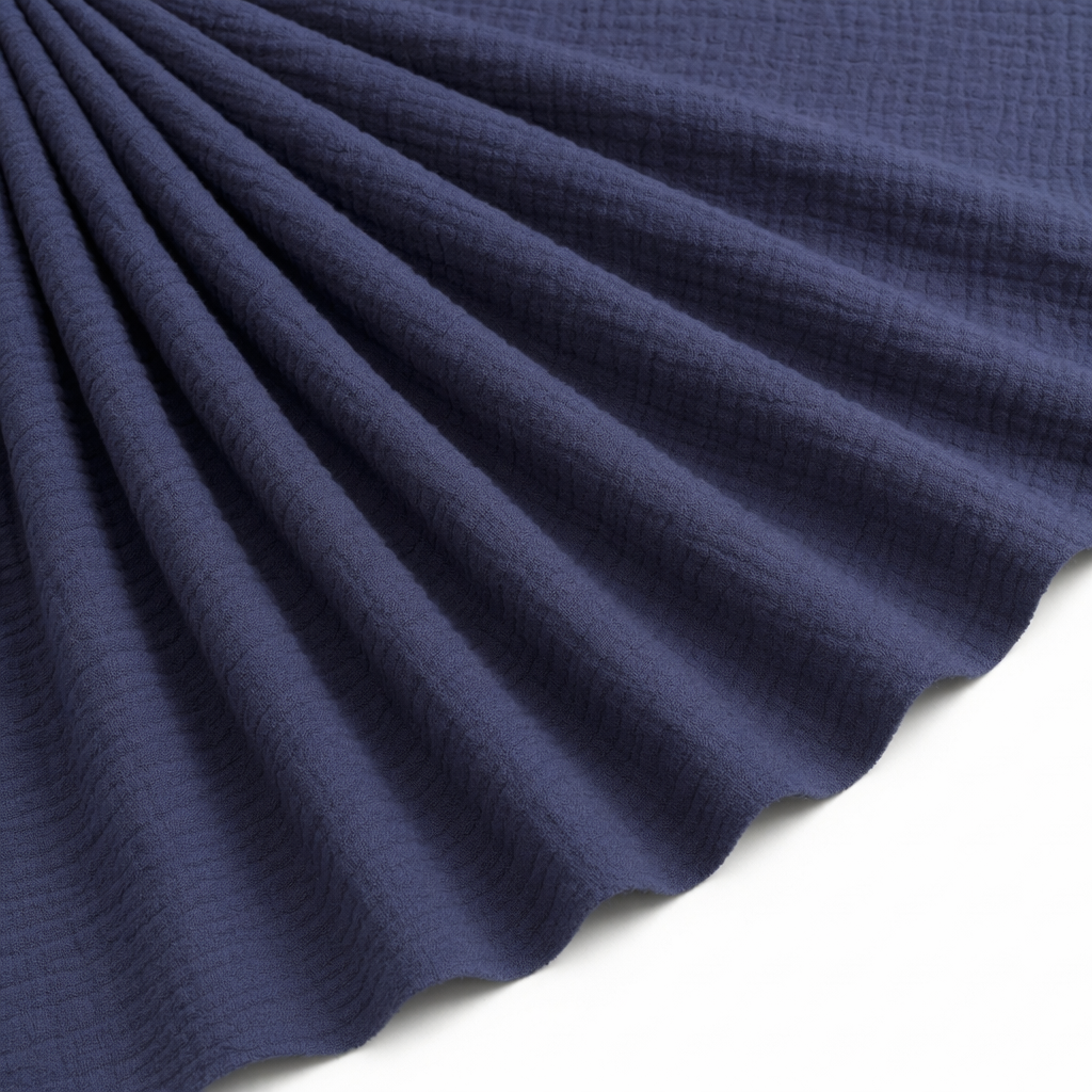 Tissu Double Gaze de Coton Uni Bleu Ardoise