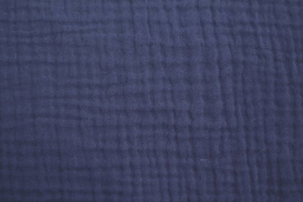 Tissu Double Gaze de Coton Uni Bleu Ardoise
