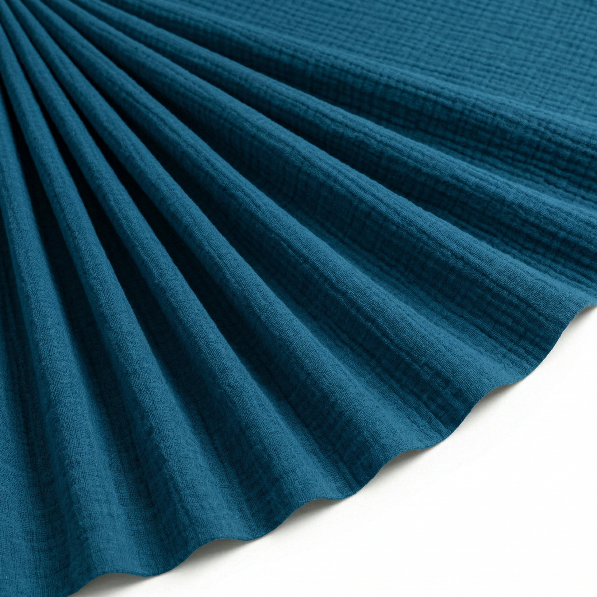 Tissu Double Gaze de Coton Uni Bleu Canard