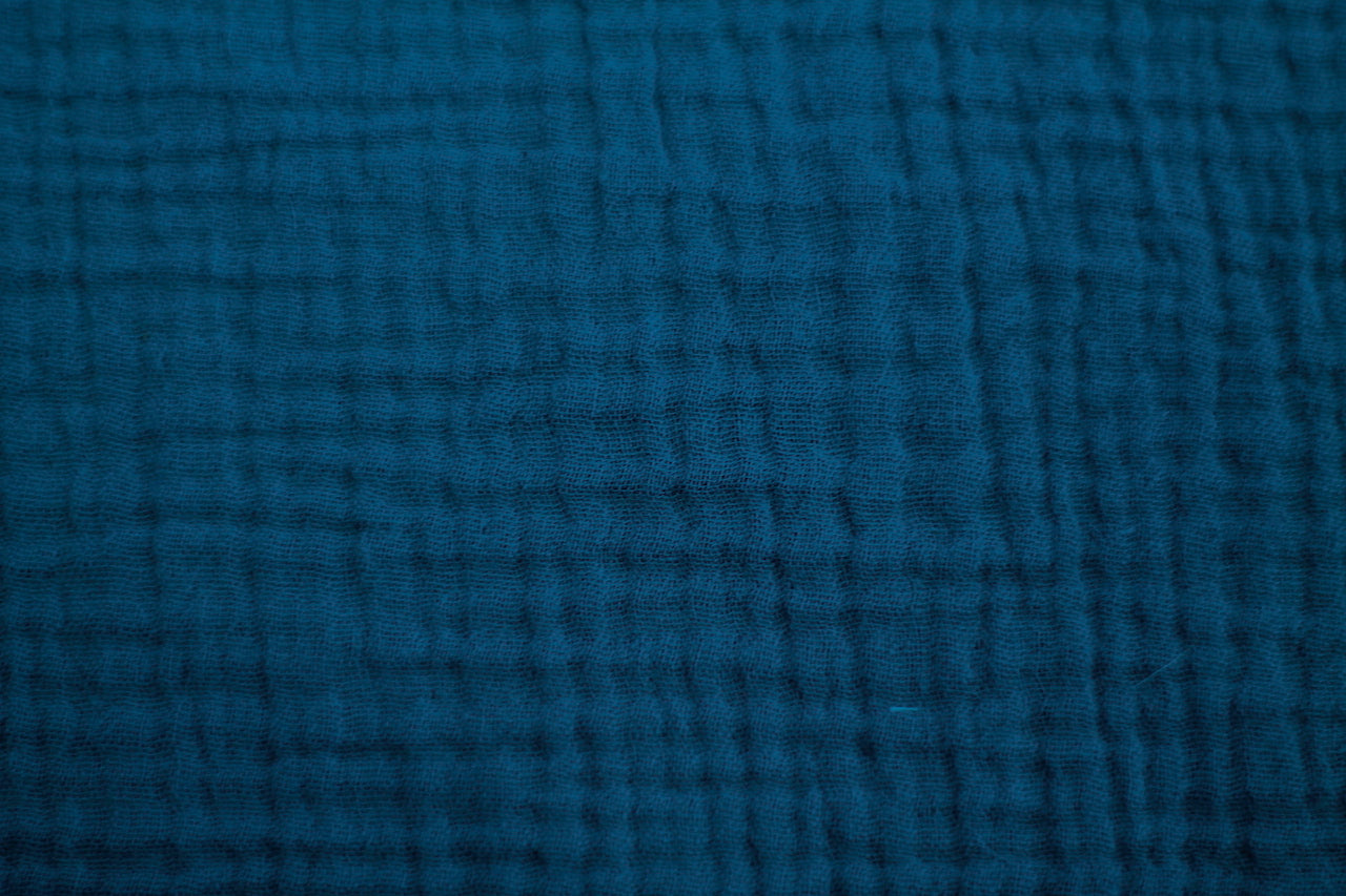 Tissu Double Gaze de Coton Uni Bleu Canard
