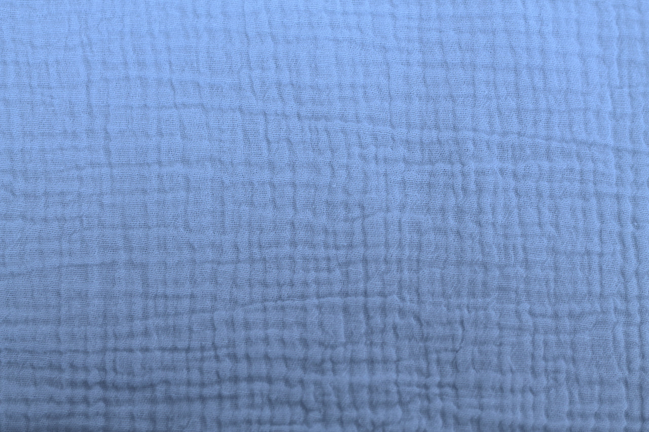Tissu Double Gaze de Coton Uni Bleu Ciel