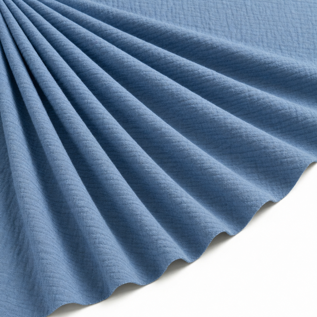 Tissu Double Gaze de Coton Uni Indigo clair