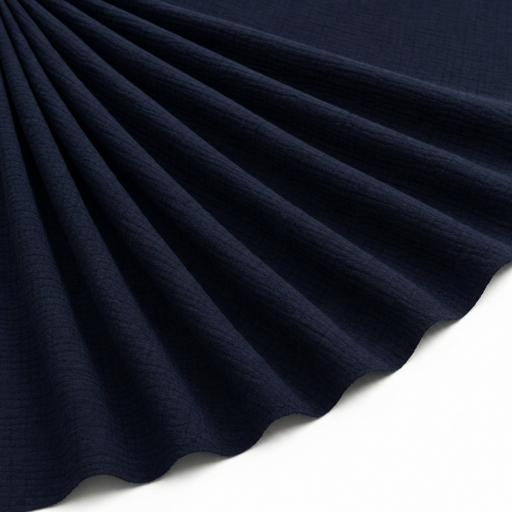 Tissu Double Gaze de Coton Uni Marine