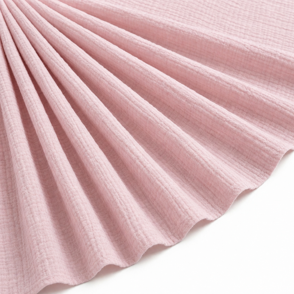 Tissu Double Gaze de Coton Uni Rose clair