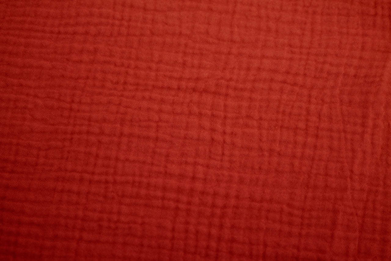 Tissu Double Gaze de Coton Uni Rouge
