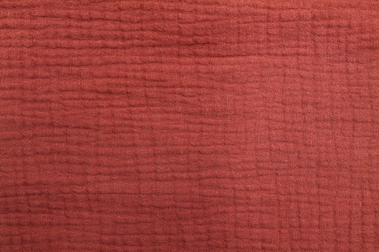 Tissu Double Gaze de Coton Uni Terracotta