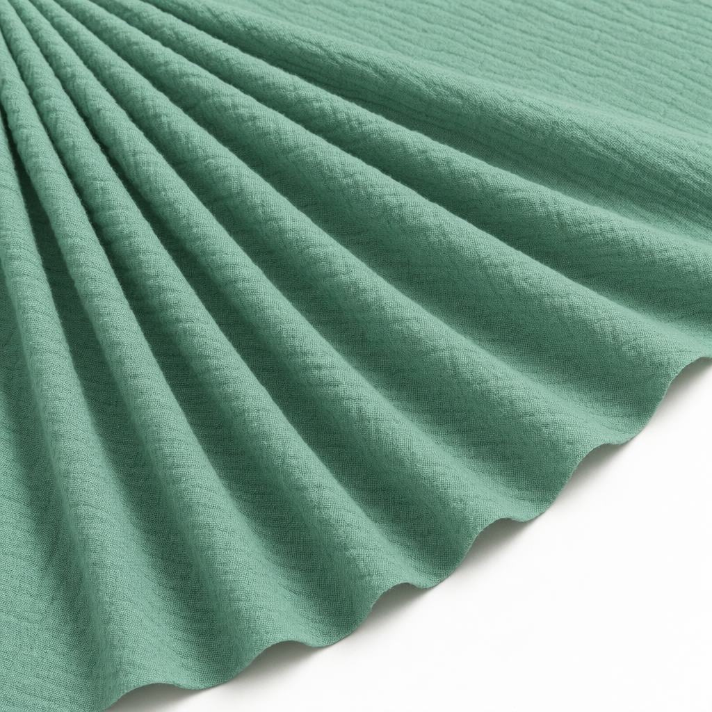 Tissu Double Gaze de Coton Uni Vert Jade