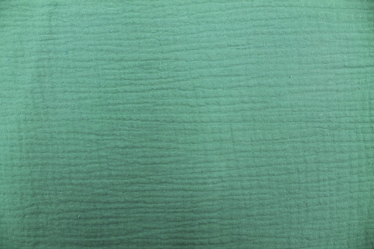 Tissu Double Gaze de Coton Uni Vert Jade