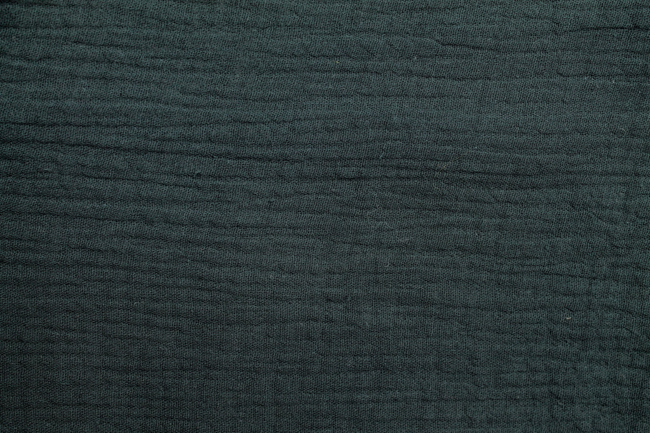 Tissu Double Gaze de Coton Uni Vert Sapin