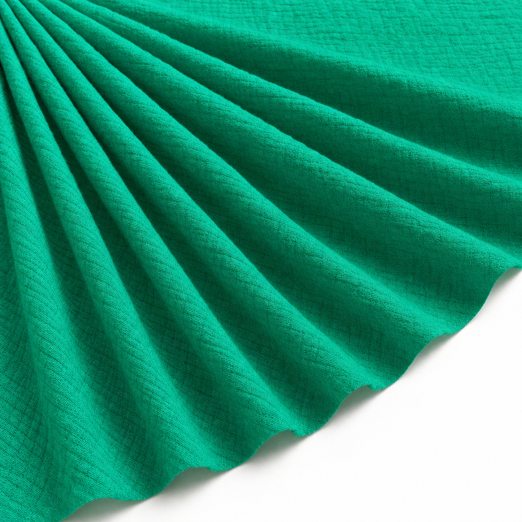 Tissu Double Gaze de Coton Uni Vert pomme
