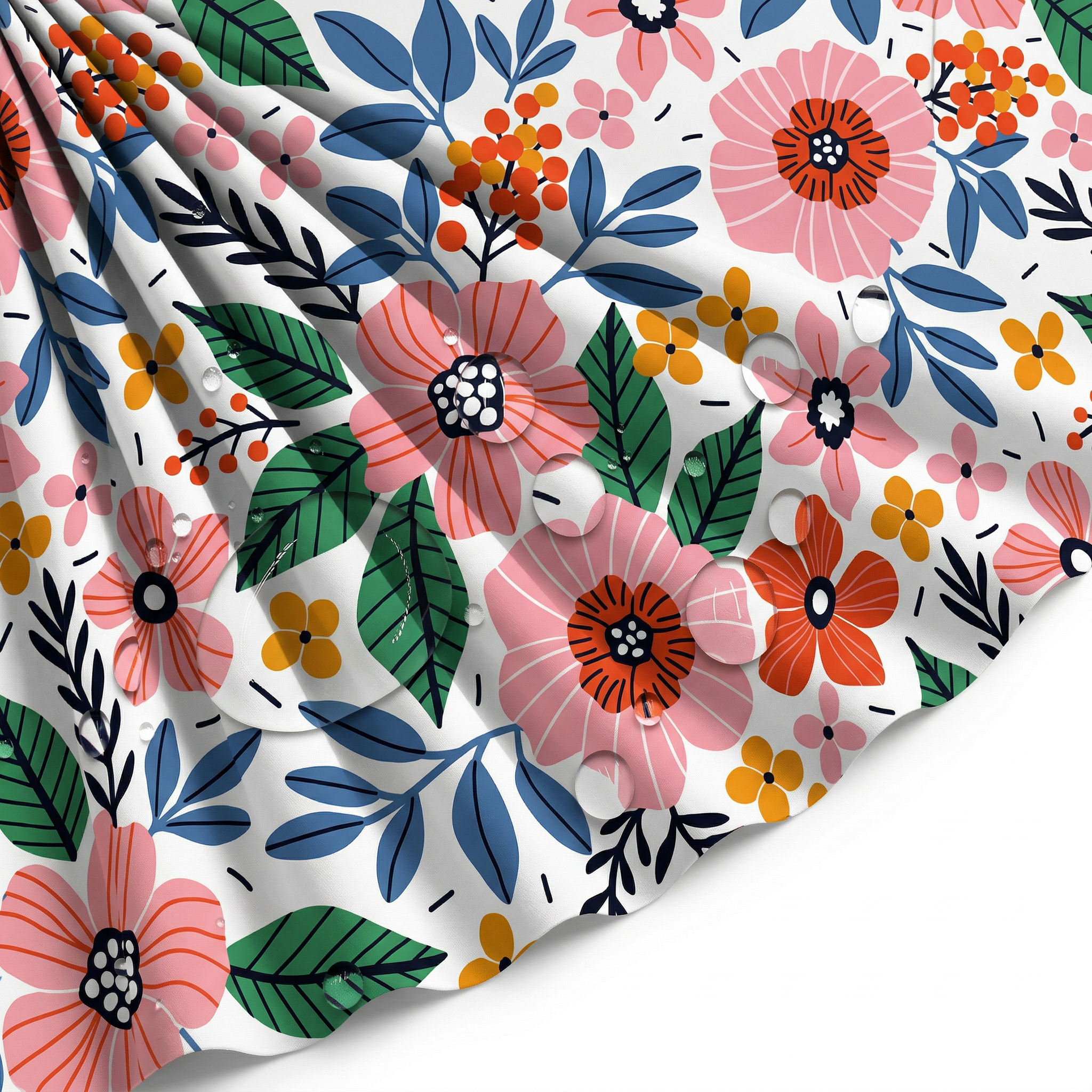 Tissu Doublure Imperméable Imprimé Fleur Bella Blanc