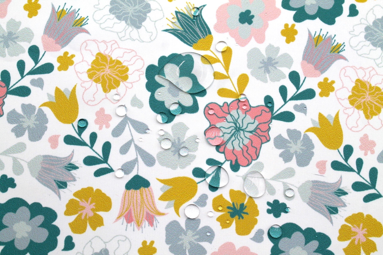 Tissu Doublure Imperméable Imprimé Fleur Magui Blanc