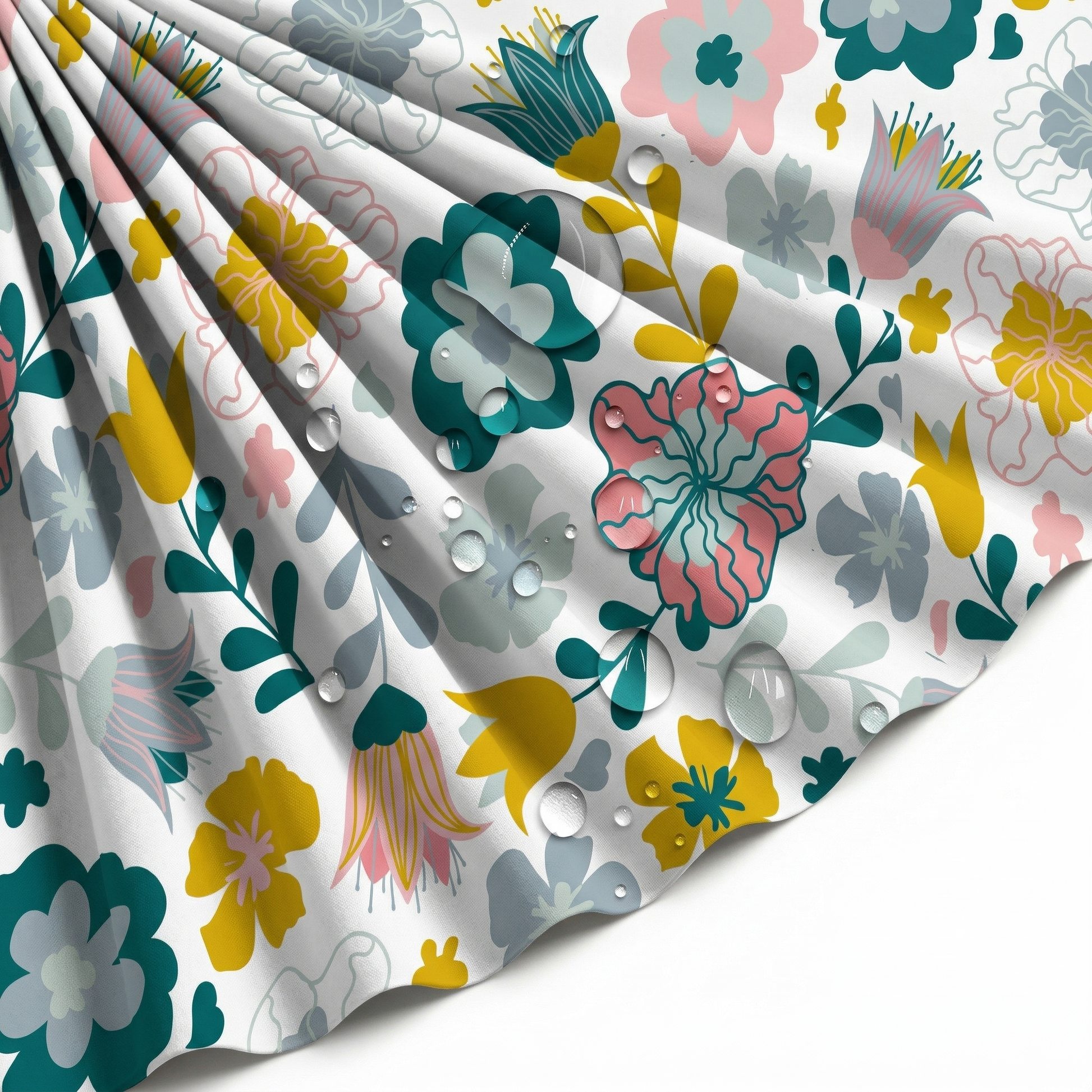 Tissu Doublure Imperméable Imprimé Fleur Magui Blanc