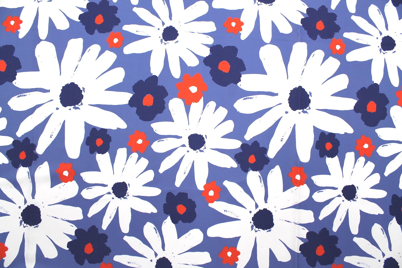 Tissu Doublure Imperméable Imprimé Fleur Mega Jasmin Bleu