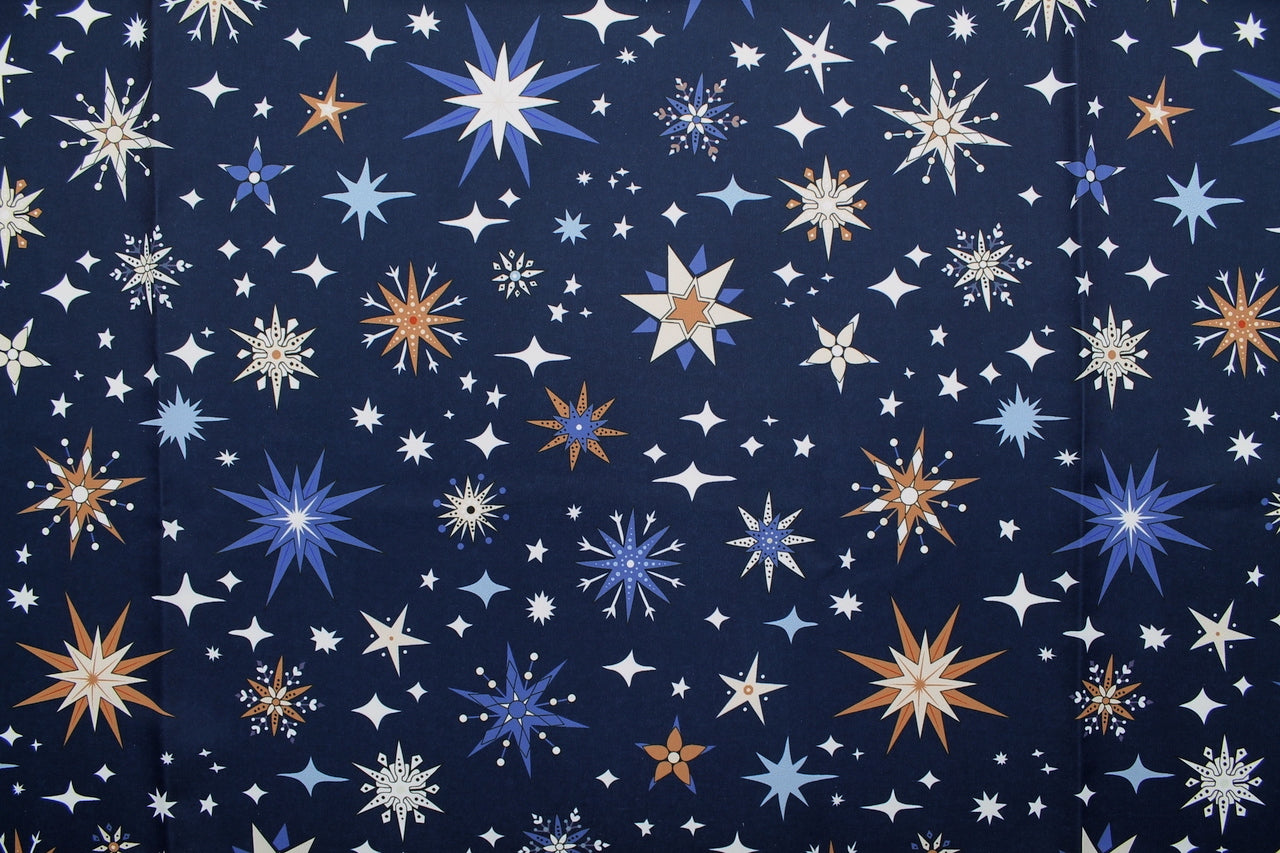 Tissu Doublure Imperméable Imprimé Stars Marine