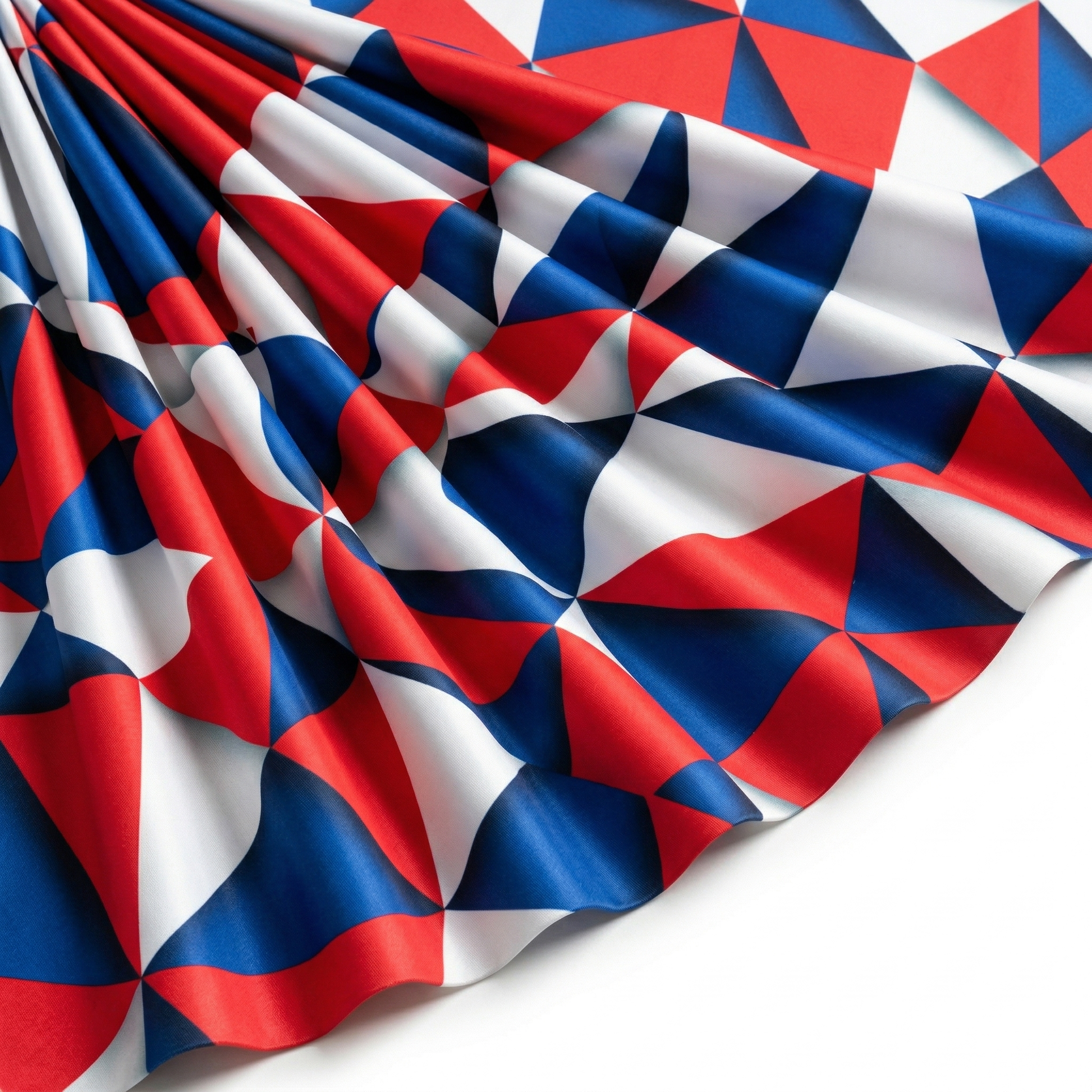 Tissu Doublure Imperméable Imprimé Triangles Bleu/Blanc/Rouge