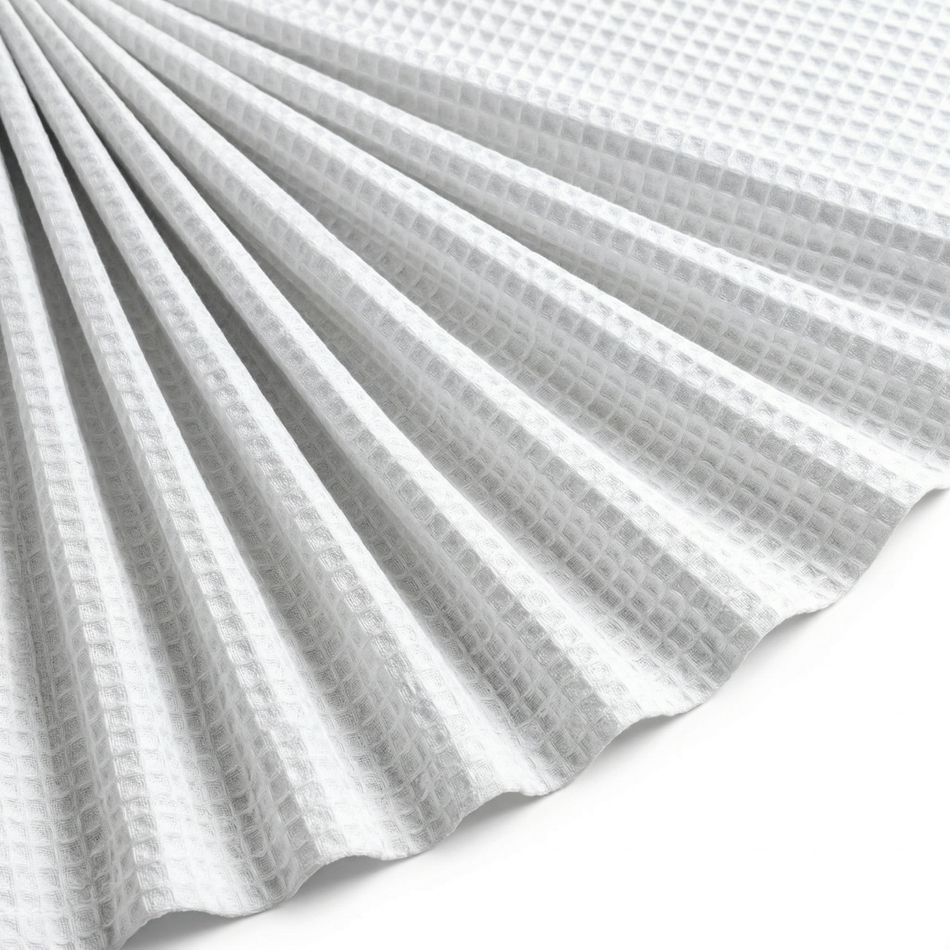 Tissu Éponge de Coton Bio Nid d'Abeille Blanc