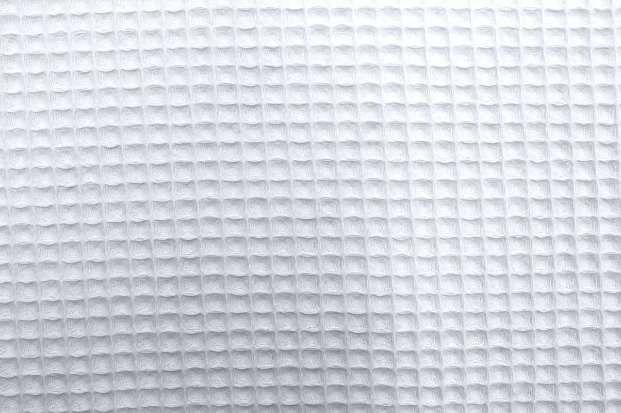 Tissu Éponge de Coton Bio Nid d'Abeille Blanc