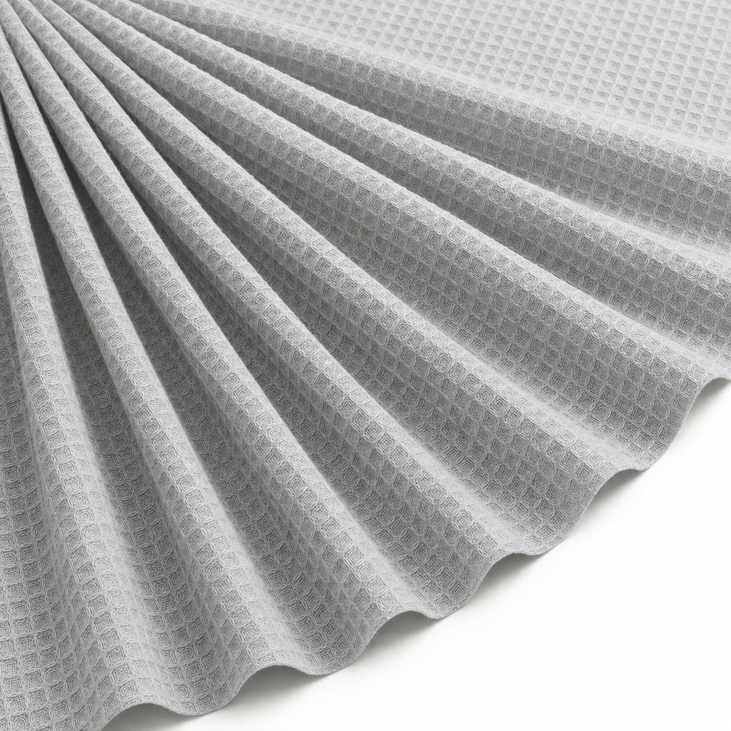 Tissu Éponge de Coton Bio Nid d'Abeille Gris clair