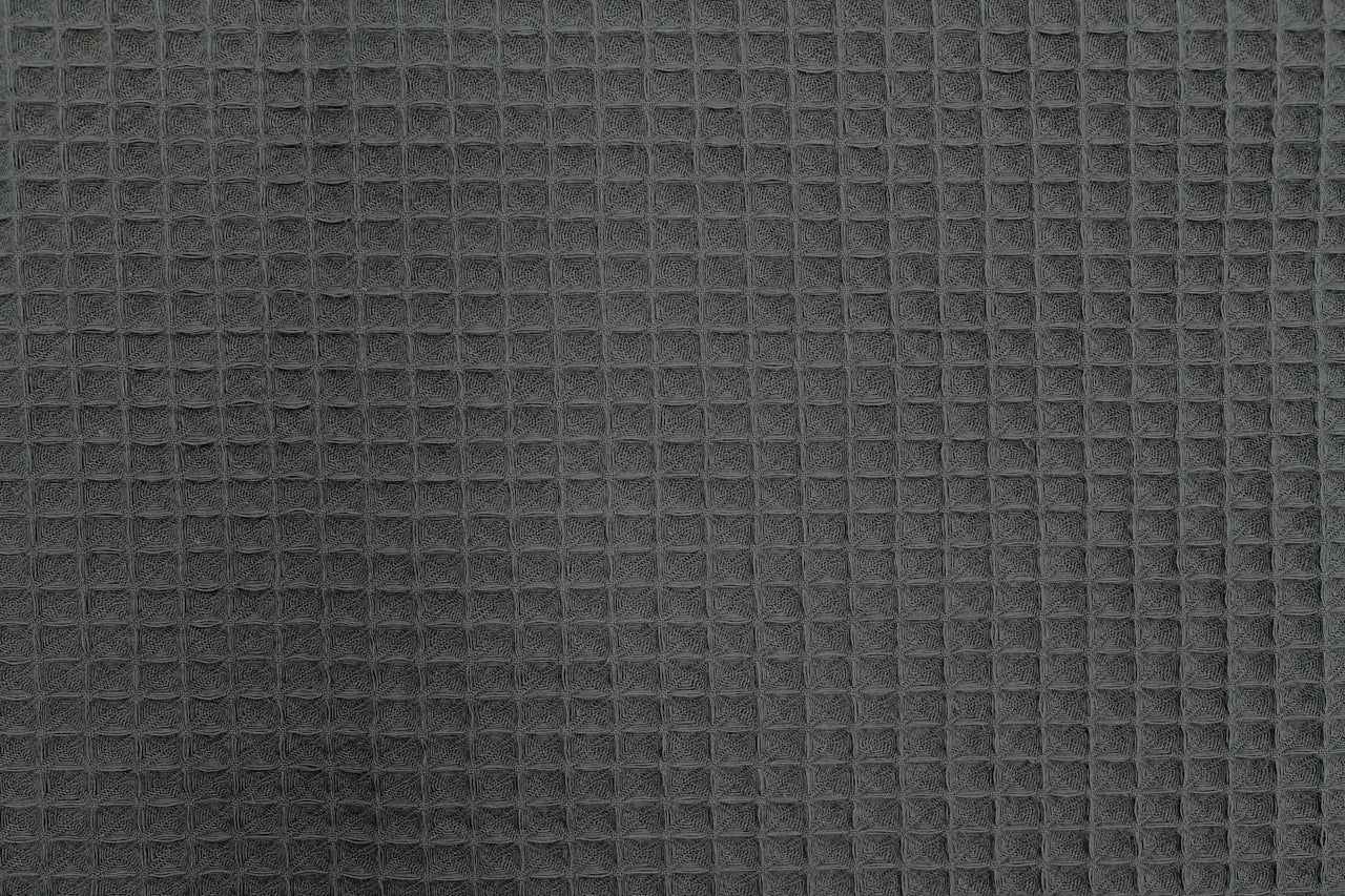 Tissu Éponge de Coton Bio Nid d'Abeille Gris foncé