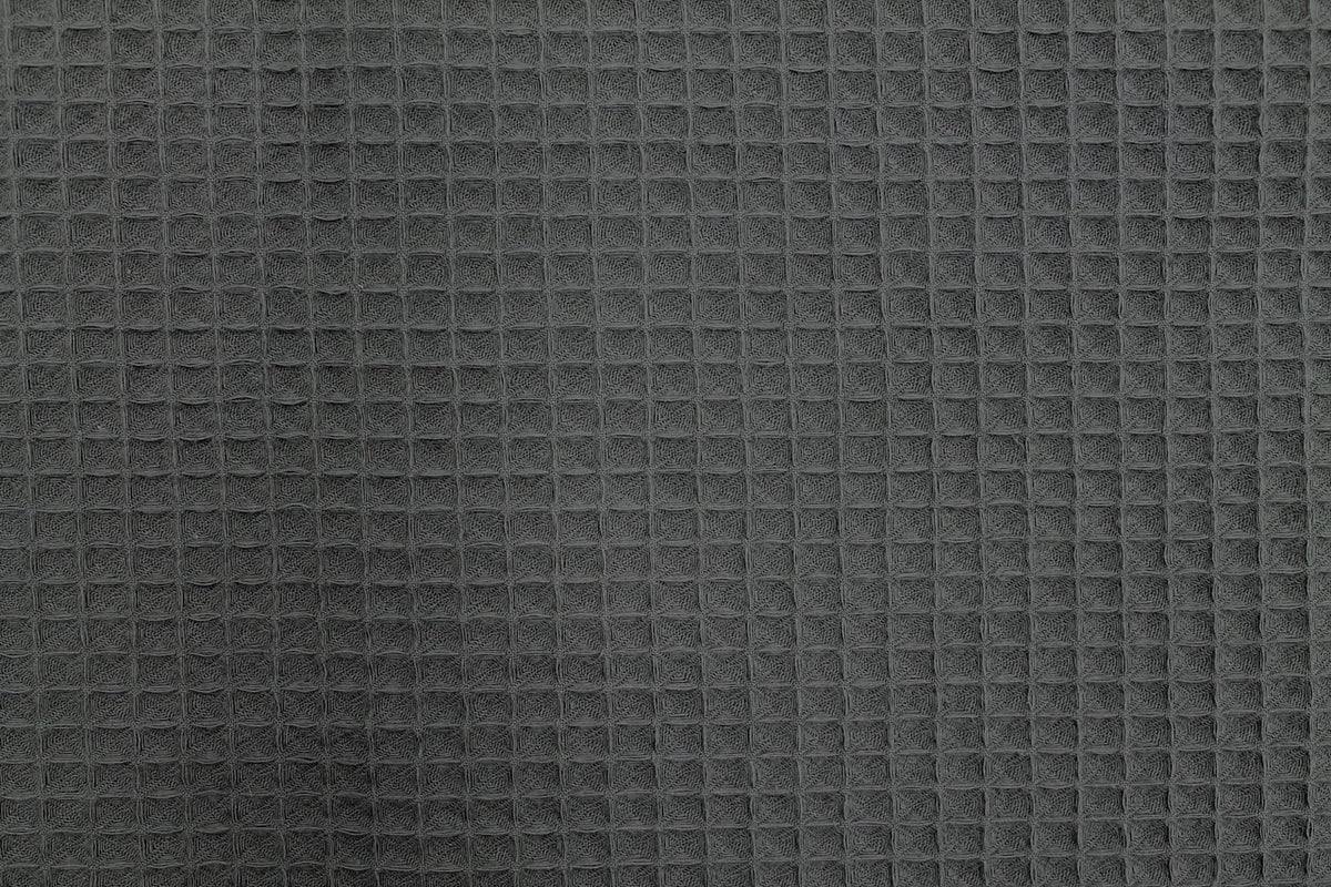 Tissu Éponge de Coton Bio Nid d'Abeille Gris foncé