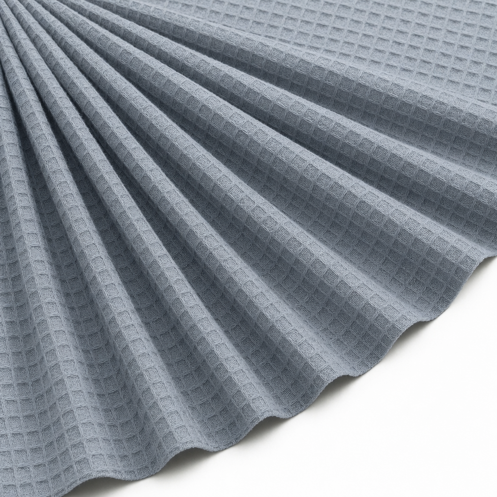 Tissu Éponge de Coton Bio Nid d'Abeille Indigo clair