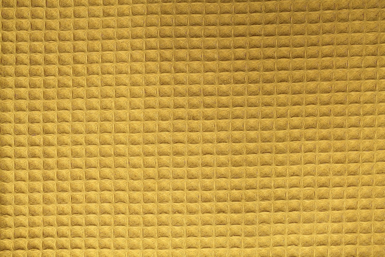 Tissu Éponge de Coton Bio Nid d'Abeille Jaune Safran