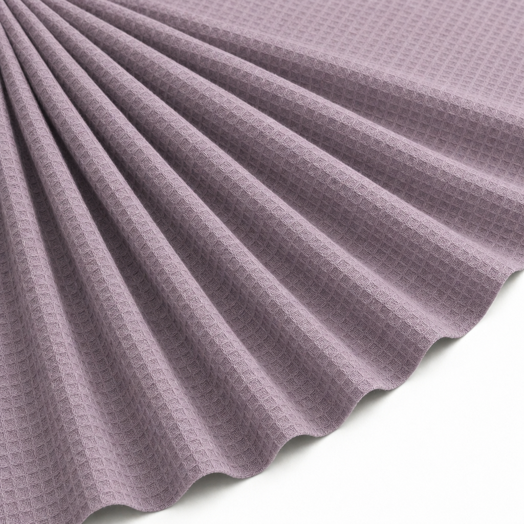 Tissu Éponge de Coton Bio Nid d'Abeille Mauve