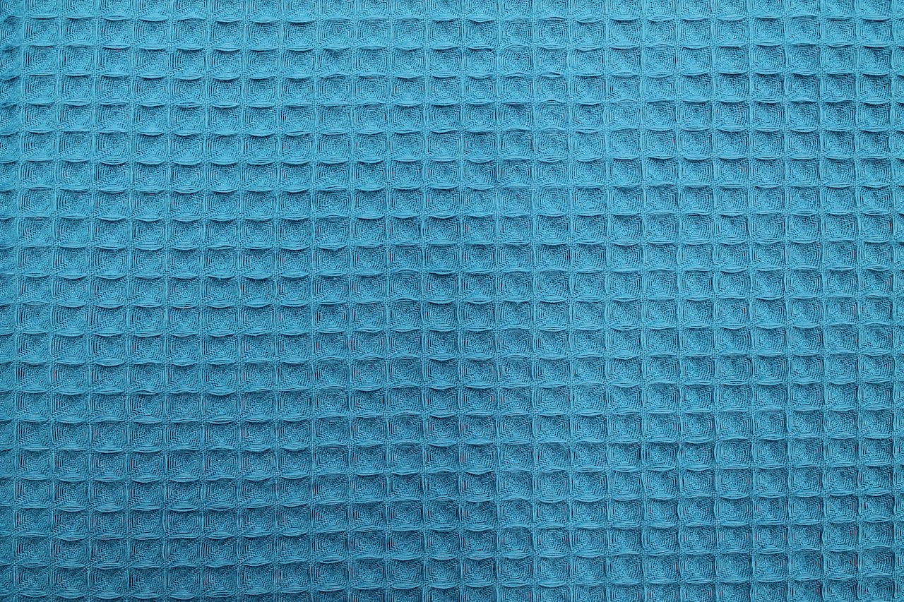 Tissu Éponge de Coton Bio Nid d'Abeille Turquoise