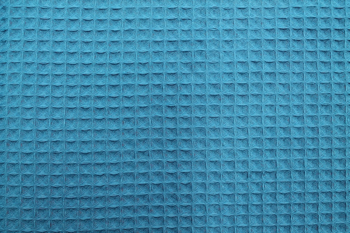Tissu Éponge de Coton Bio Nid d'Abeille Turquoise
