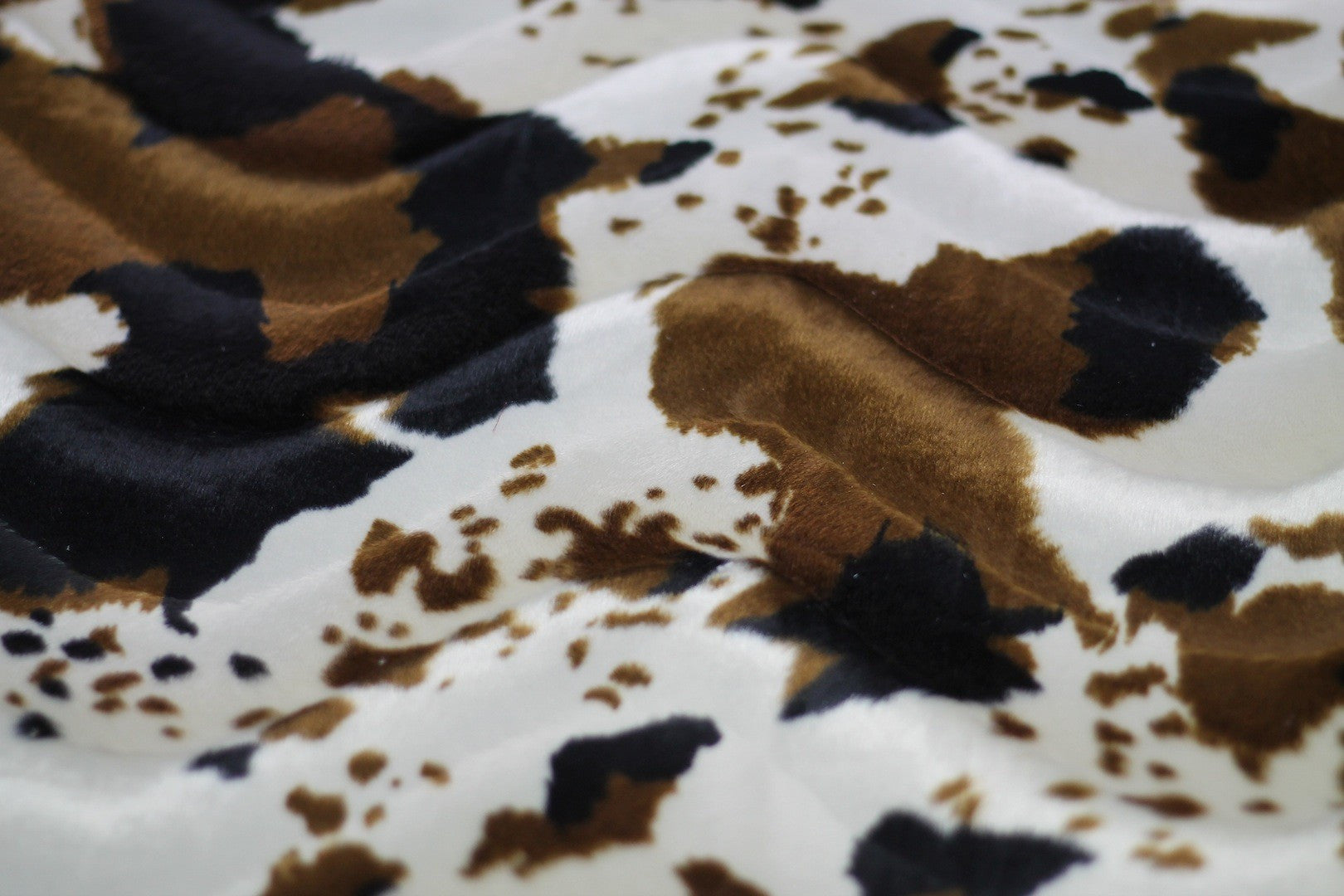 Tissu Fausse Fourrure Peau de bête Vache Marron